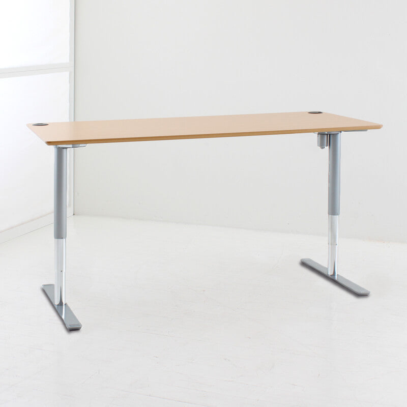 Beech Standing Desk | SitStand Pro | Silver Legs