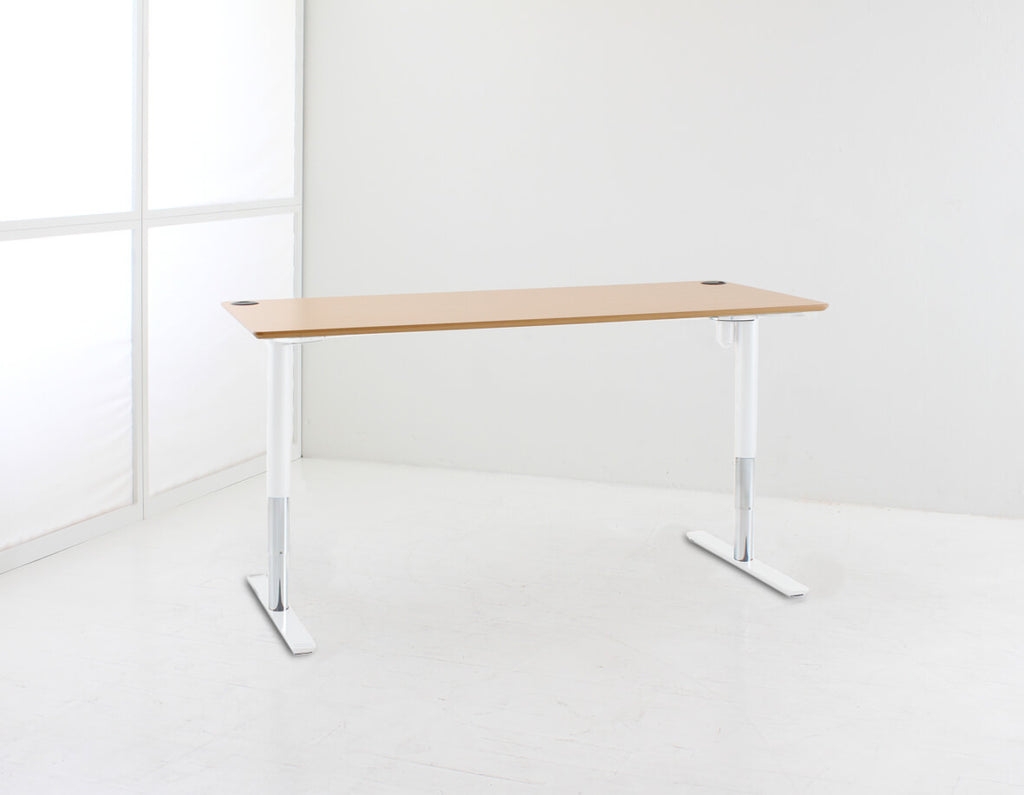 Beech Standing Desk | SitStand Pro | White Legs